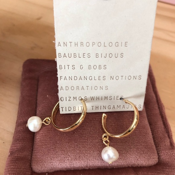 Anthropologie Jewelry - NWT Anthropologie pearl hoop earrings